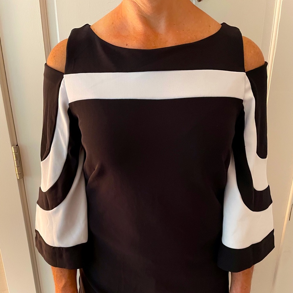 Bold black and white tunic